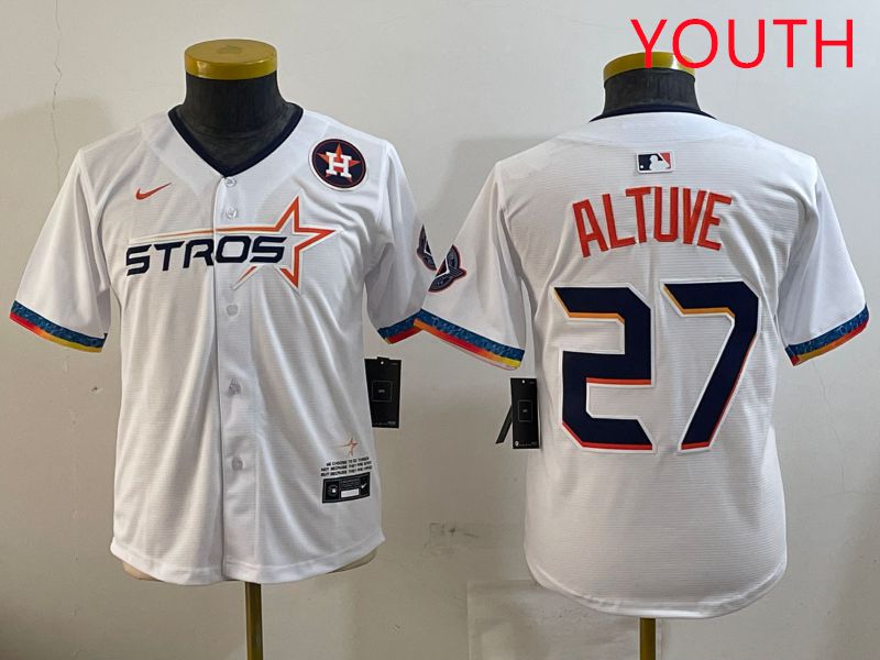 Youth Houston Astros 27 Altuve White Fourth generation Joint Name 2025 Nike MLB Jersey style 9